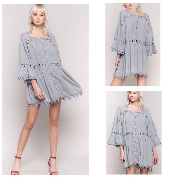 woven Tunic Dress with lace - Picture 11 of 14